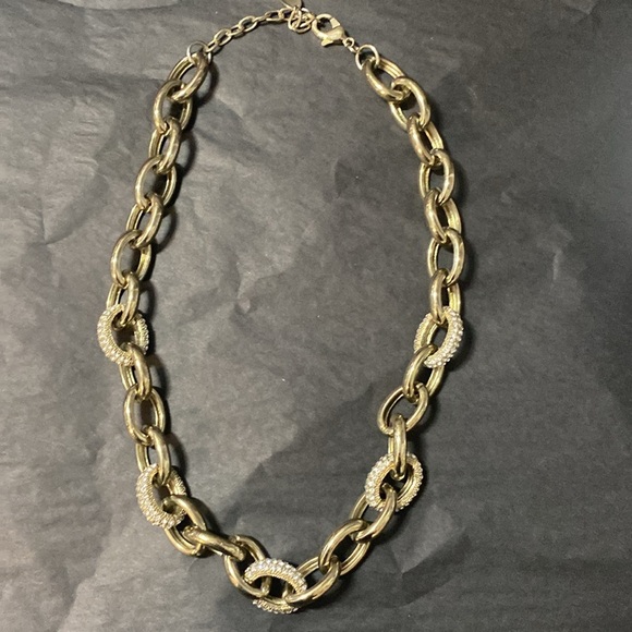 Cold Water Creek | Gold tone Rhinestone Chain Necklace - Picture 5 of 5